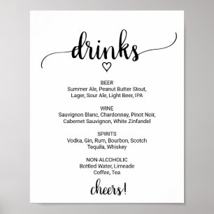 Einfache Black Calligraphy Drink Menu-Zeichen Poster