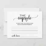 Einfache Black Calligraphy Time Capsule Cards Hinweiskarte<br><div class="desc">Diese schlichten schwarzen Kalligrafiekarten sind die perfekte Wahl für einen rustikalen oder modernen Hochzeitsempfang oder Brautparty. Das minimalistische Design besticht durch einen eleganten Schriftart mit Pinselskripten und ein reizendes Frauenherz. Das Matching Time Capsule Zeichen wird separat verkauft.</div>