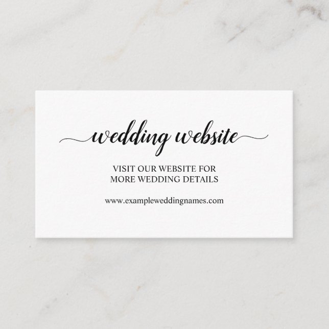 Einfache Black Calligraphy Wedding Website Card Begleitkarte (Vorderseite)