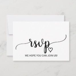 Einfache Black Calligraphy Wedding Website RSVP Ca Karte