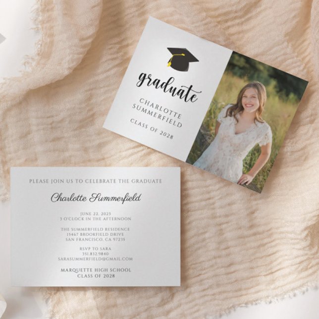 Einfache Black Gold Graduation Cap Tassel Einladung (Von Creator hochgeladen)