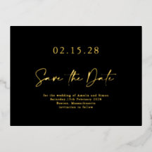 Einfache Black Gold Luxe Folie Save the Date Postk