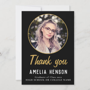 Einfache Black Graduate Foto Abschluss Dankeskarte