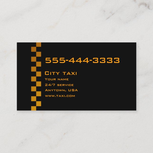 Einfache Black in Gold Letters Taxi Service Card Visitenkarte (Vorderseite)