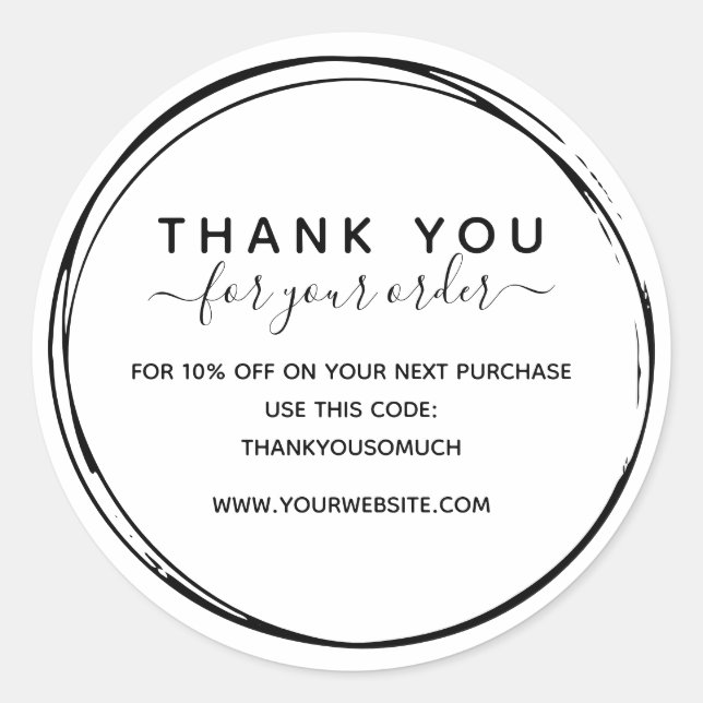 Einfache Black Line Circles Vielen Dank für Ihre B Runder Aufkleber (Vorderseite)