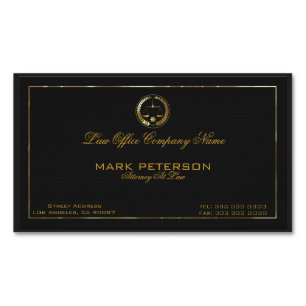 Einfache Black Linen Texture Anwältin für Rechtswi Magnetische Visitenkarte