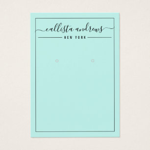 Einfache Black Minze Cursive Earring Display Card