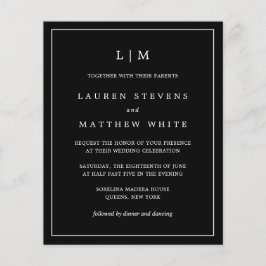 Einfache Black Monogram Budget Hochzeit Einladung