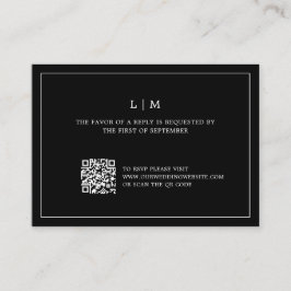Einfache Black Monogram QR Code Elegant Wedding UA Mitteilungskarte