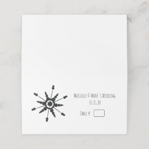 Einfache Black Snowflake Hochzeit-Tischnummer Platzkarte