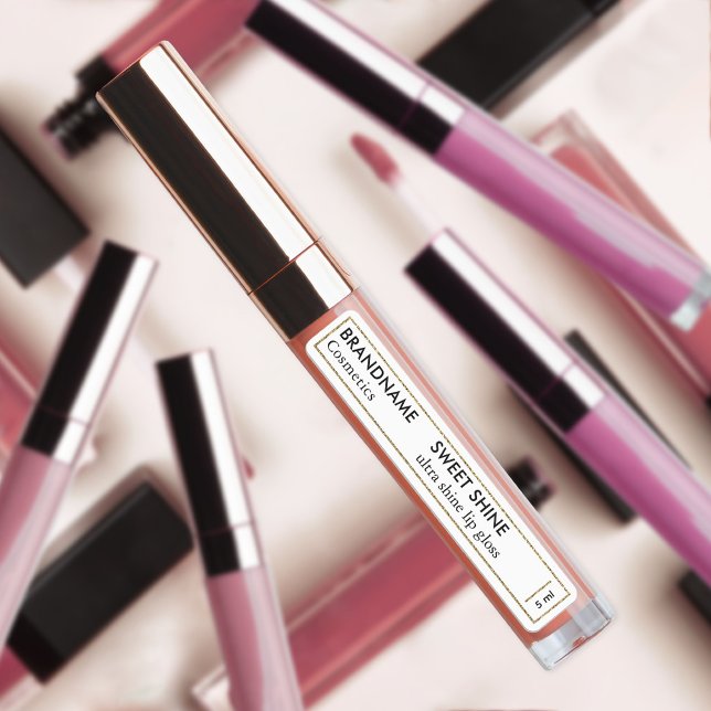 Einfache Black & White Glitzer Lip Gloss Marke Etiketten (Von Creator hochgeladen)
