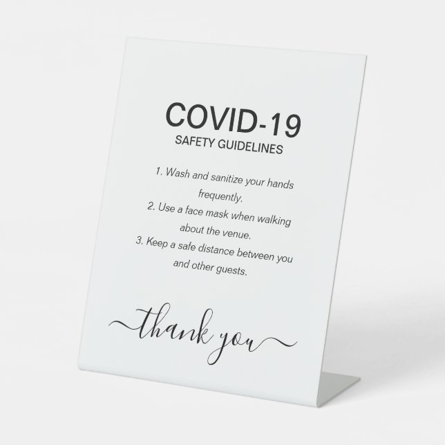 Einfache Black & White Safety Guidelines Party  Sockelschild (Vorderseite)