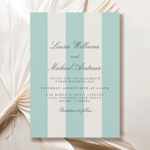 Einfache, blassblaue Cabana-Streifen-Hochzeit Einladung