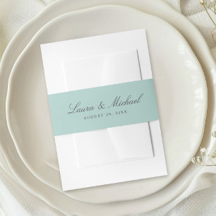 Einfache, blasse Türkis Hochzeit personalisiert Einladungsbanderole