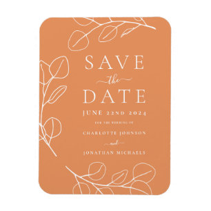 Einfache Blätter Apricot Hochzeit Magnet