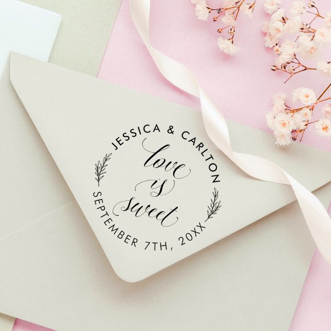 Einfache Blätter Liebe Sweet Round Wedding Vielen  Gummistempel (Von Creator hochgeladen)