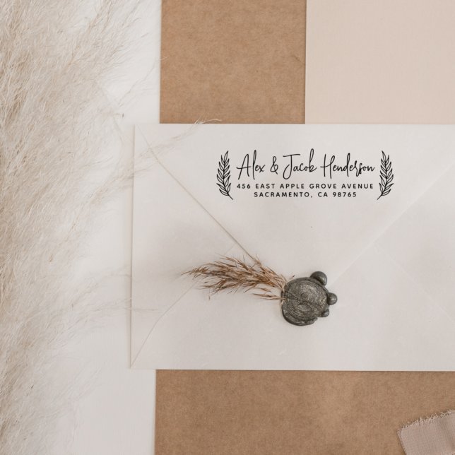 Einfache Blätter Moderne Skriptpaare Rücksendeadre Permastempel (Von Creator hochgeladen)