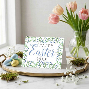 Einfache Blaubeeren Frohe Ostern Feiertagskarte