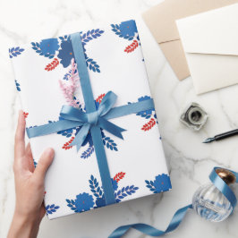 Einfache Blaublumen Vektorgestaltung Geschenkpapier