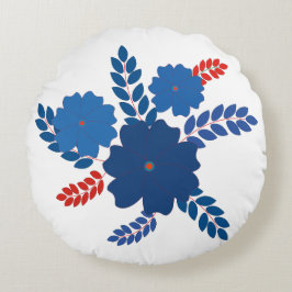 Einfache Blaublumen Vektorgestaltung Rundes Kissen