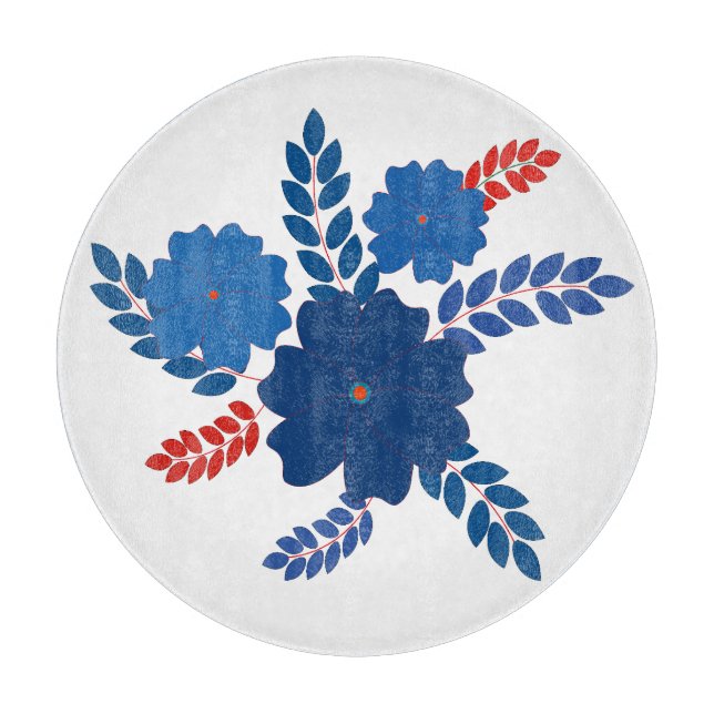 Einfache Blaublumen Vektorgestaltung Schneidebrett (Vorderseite)