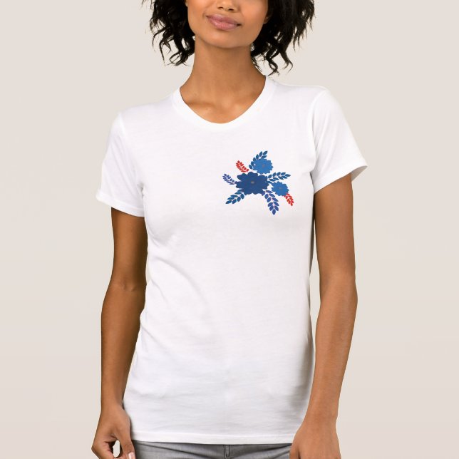 Einfache Blaublumen Vektorgestaltung T-Shirt (Vorderseite)