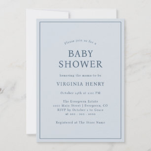 Einfache Blaue Babyparty-Einladung Einladung
