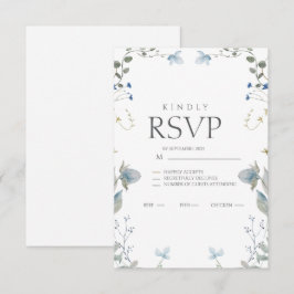 Einfache blaue Blumen-RSVP-Karte RSVP Karte