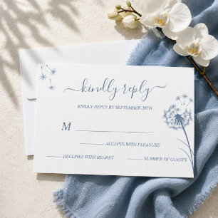 Einfache blaue Blumenhochzeit RSVP Karte