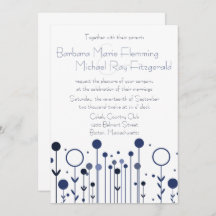 Einfache blaue Flora Dot Moderne Hochzeit