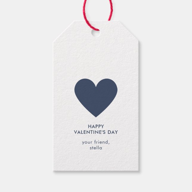Einfache blaue Herzdots zum Valentinstag Geschenkanhänger (Vorderseite)