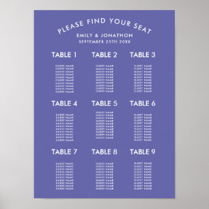 Einfache blaue Hochzeitstabelle Poster