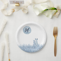 Einfache blaue Kaninchen, Mondmonogramm Custom, Li