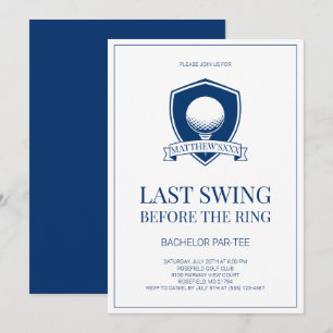 Einfache blaue letzte Runde Golf Junggesellenabsch Einladung