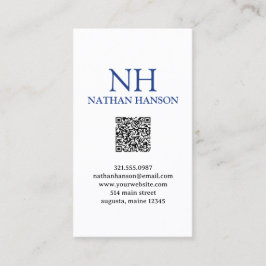 Einfache blaue Monogram modern Visitenkarte