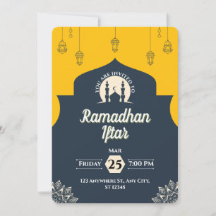 Einfache blaue Ramadan-Iftar-Einladung (portrait) Einladung