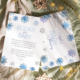 Einfache blaue Schneekristall-Baby-Shower-Bücher f Begleitkarte