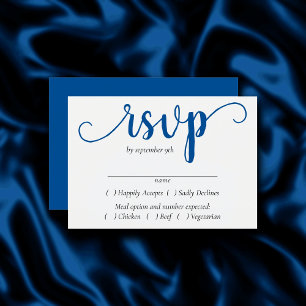 Einfache blaue Schrift   Cerulean Azure Entree Cho RSVP Karte