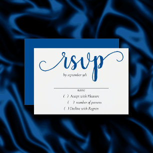 Einfache blaue Schrift Cerulean Classic Blüh RSVP Karte