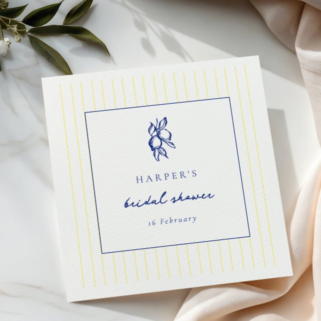 Einfache blaue und gelbe Gekritzel-Limonen-Hochzei Serviette (Von Creator hochgeladen)