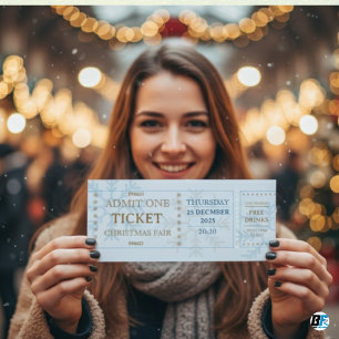 Einfache blaue und goldene Weihnachts-Ticket-Einla Einladung