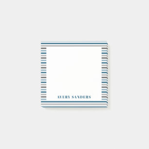 Einfache blaue und graue Streifen Post-it Klebezettel