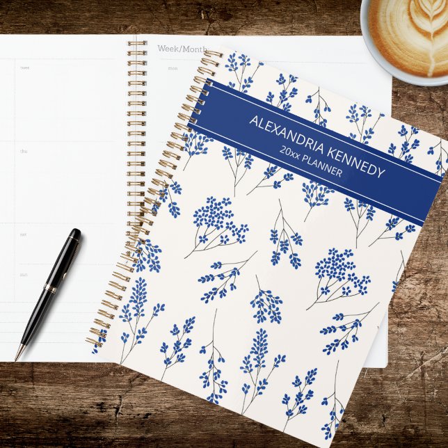 Einfache blaue und weiße Landblume Planer (Von Creator hochgeladen)