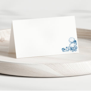 Einfache blaue Vintage-Meeresschnecken-Hochzeit ge Platzkarte
