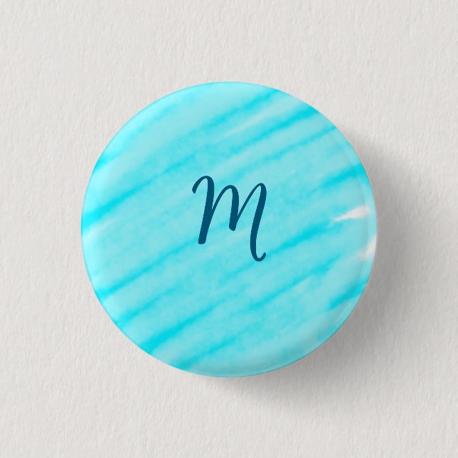 einfache blaue Wasserfarblinien fügen Sie Ihr Mono Button (Vorderseite)