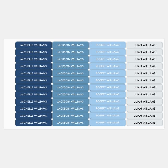 Einfache blaugraue Palette Kids Name Etiketten (Blatt)