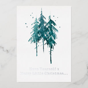 Einfache blaugrüne Aquarellkiefern Weihnachten Folien Feiertagskarte