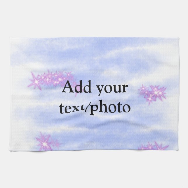 Einfache blaurosa Aquarellfarbe fügt Ihren Textnam Geschirrtuch (Horizontal)