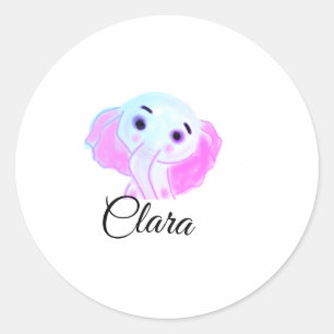 Einfache blaurosa Babyelefone Aquarellfarbe Runder Aufkleber