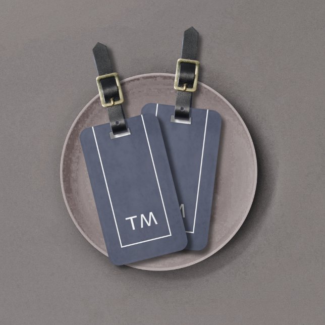 Einfache blauweiße Linien fett Monogram Gepäckanhänger (Von Creator hochgeladen)